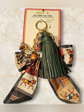 Rare Piper K Green and Brown Horse Charm Key/Bag Charm NWT